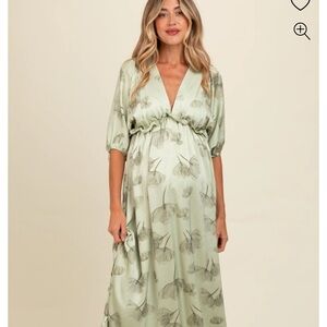 Floral Chiffon Ruffle Accent Maternity Maxi
